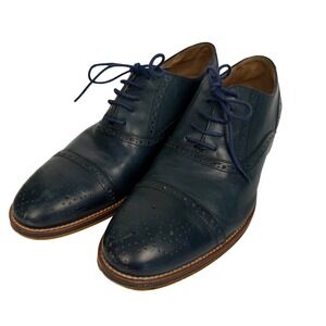 Johnston Murphy Men's Size 11M Leather Wingtip Oxford Navy Blue Dress Shoes